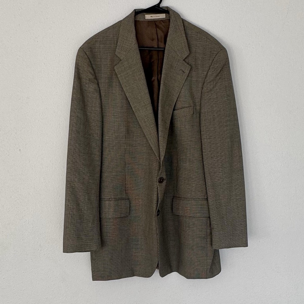 CHAPS Ralph Lauren Men's 46T 100% Wool Blazer Brown Hounds Tooth Suit Sport Coat
